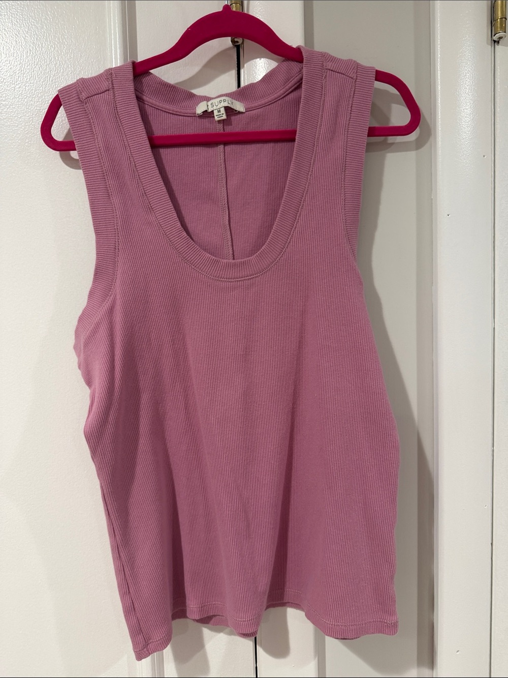 Z Supply Mauve Ribbed Scoop Tank